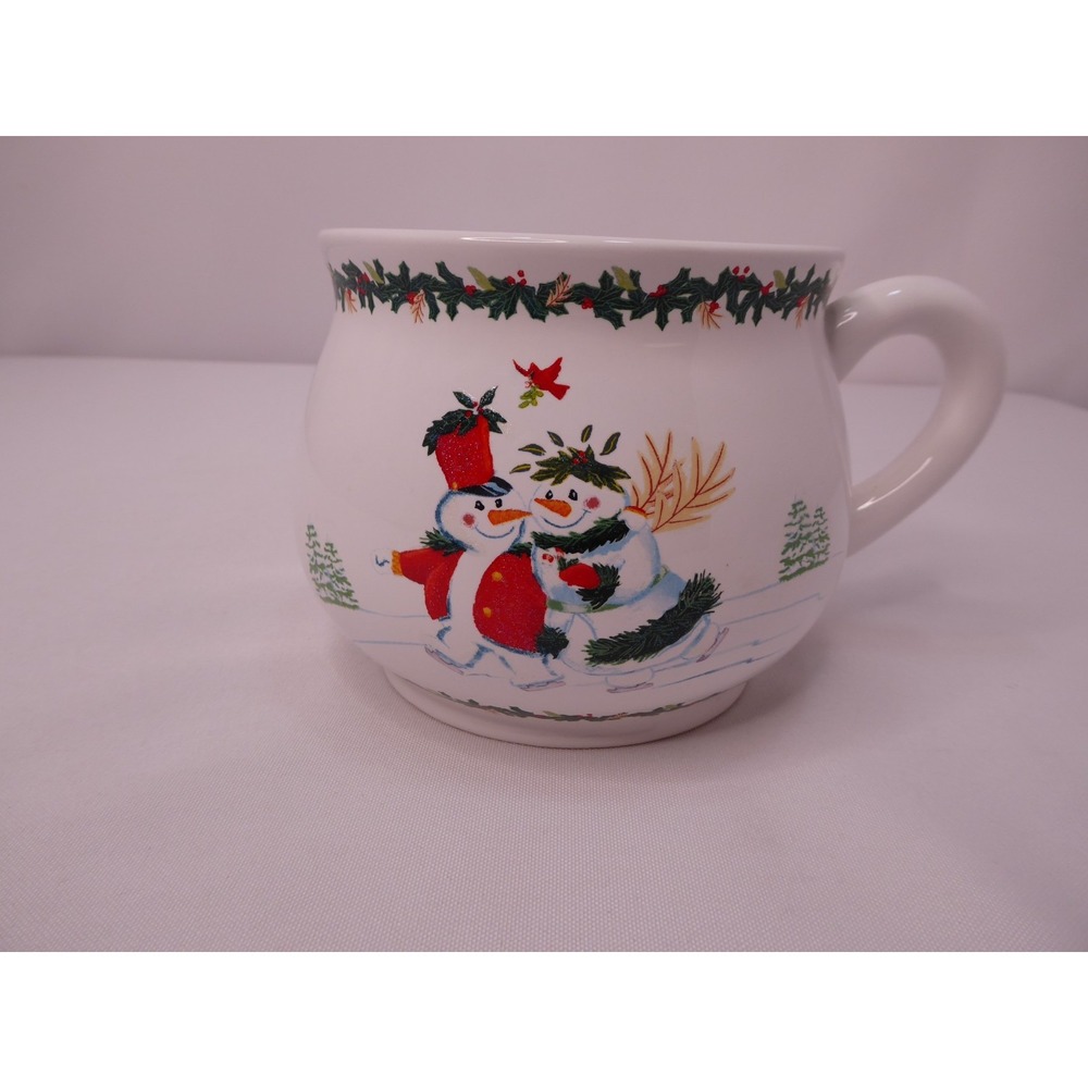 Bath & Body Works Christmas Snowman Snowwoman Large Coffee Mug Tea or Soup Bowl